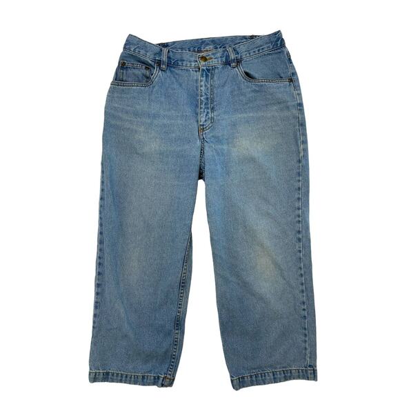 LL BEAN Classic Light Wash High Rise Crop Womens Jeans Size 10 Regular Elastic - Picture 1 of 6